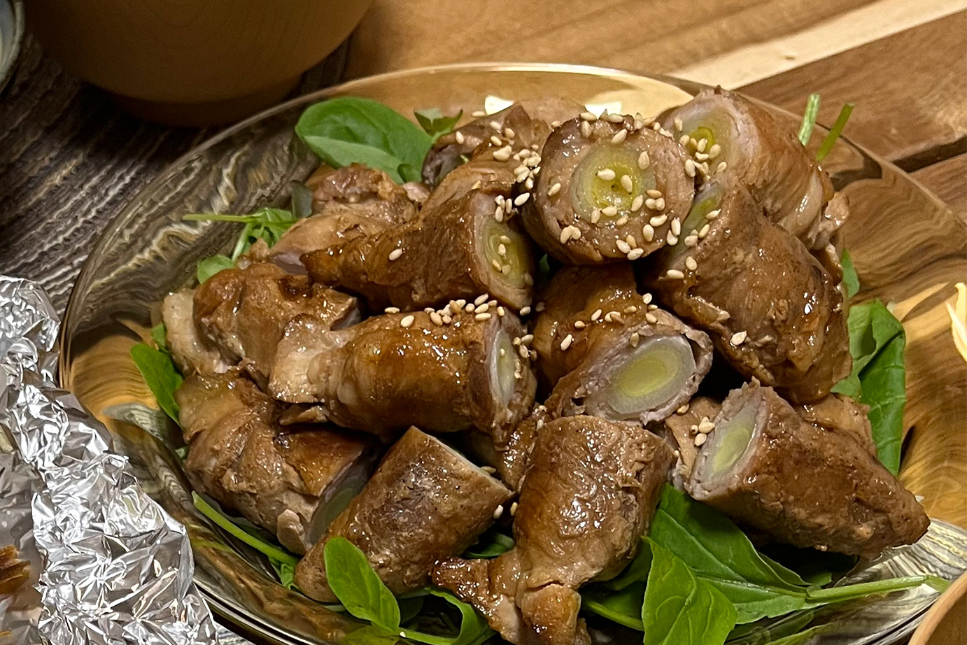 ポイポイ食べちゃう甘辛豚長ネギ巻き